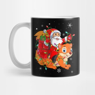 Santa Riding Squirrel Christmas Lights Xmas Mug